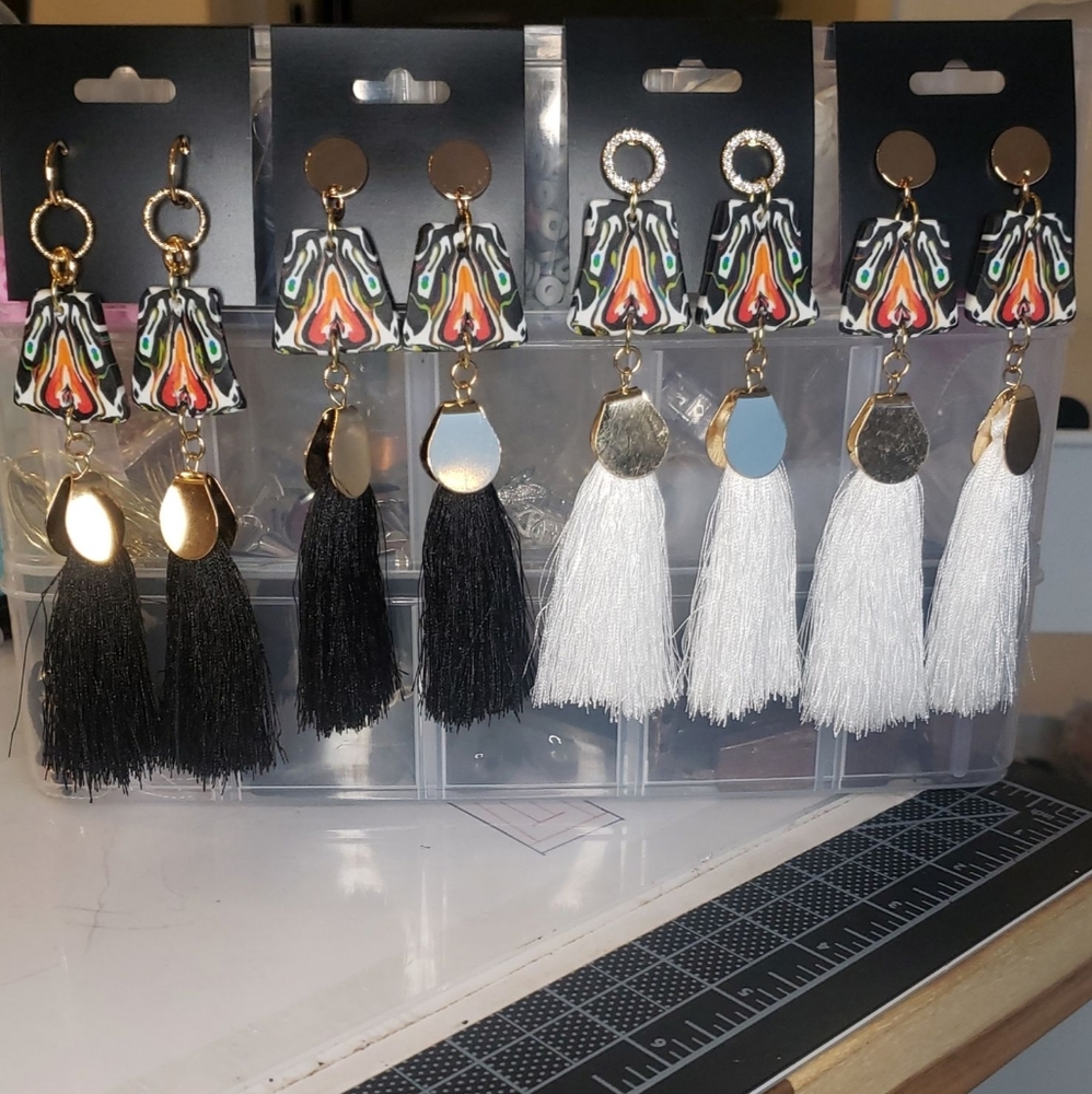 Handmade Polymer ClayTiger Tassel Earrings